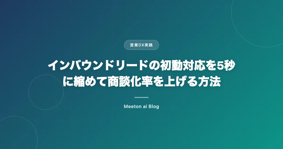 インバウンドリードの初動対応を5秒に縮めて商談化率を上げる方法