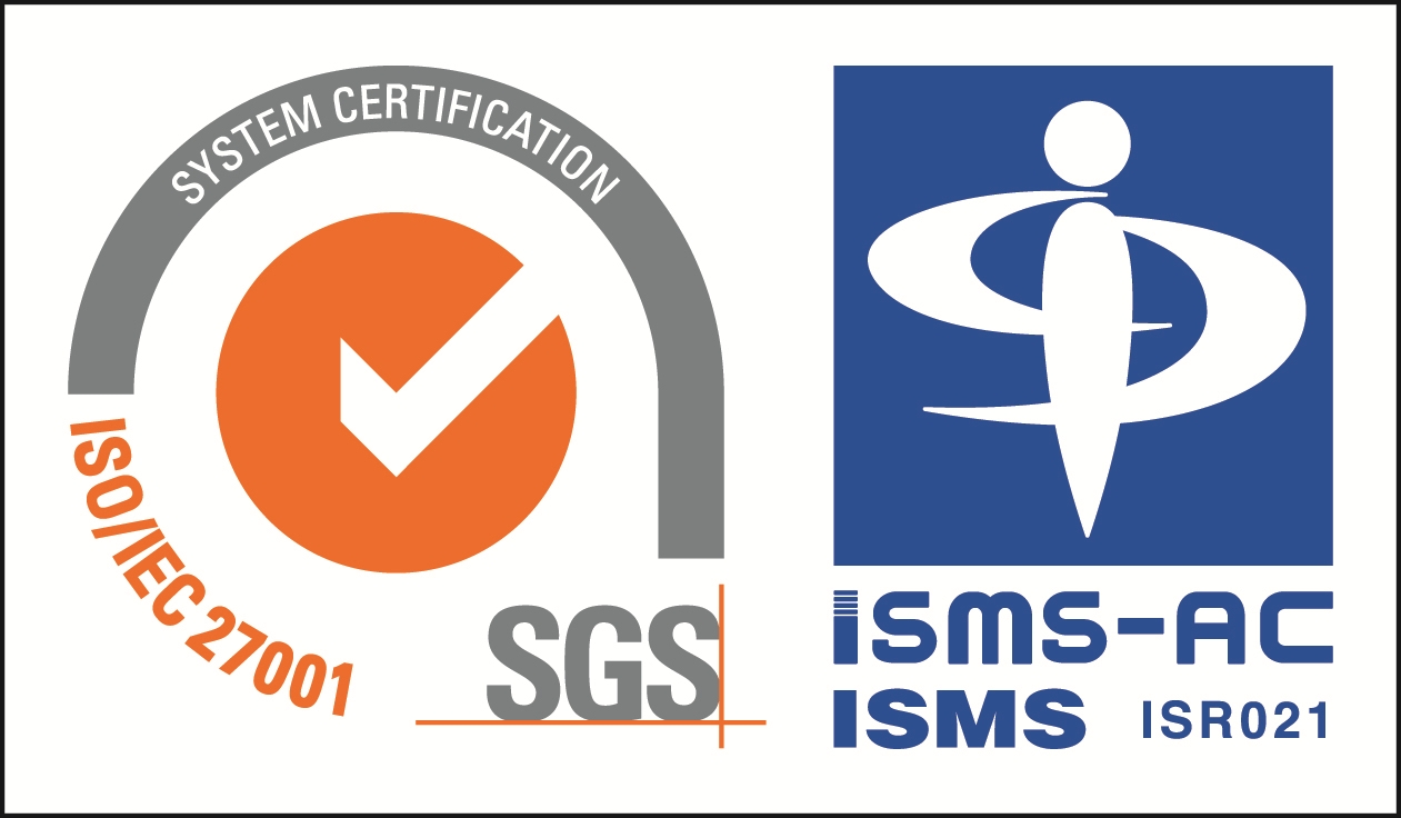 SGS ISO/IEC 27001 certification mark (ISMS-AC accredited, ISR021)