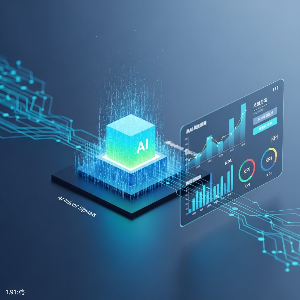 セールスベロシティ AIが、顧客のインテントシグナルを解析し、ダッシュボード上でKPIや営業データを可視化している様子。