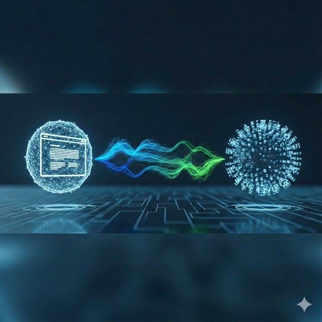 AI 営業 交渉の未来を示す図。ウェブ情報ソースとBuyer AIがA2A Salesのデータフローで接続している様子。