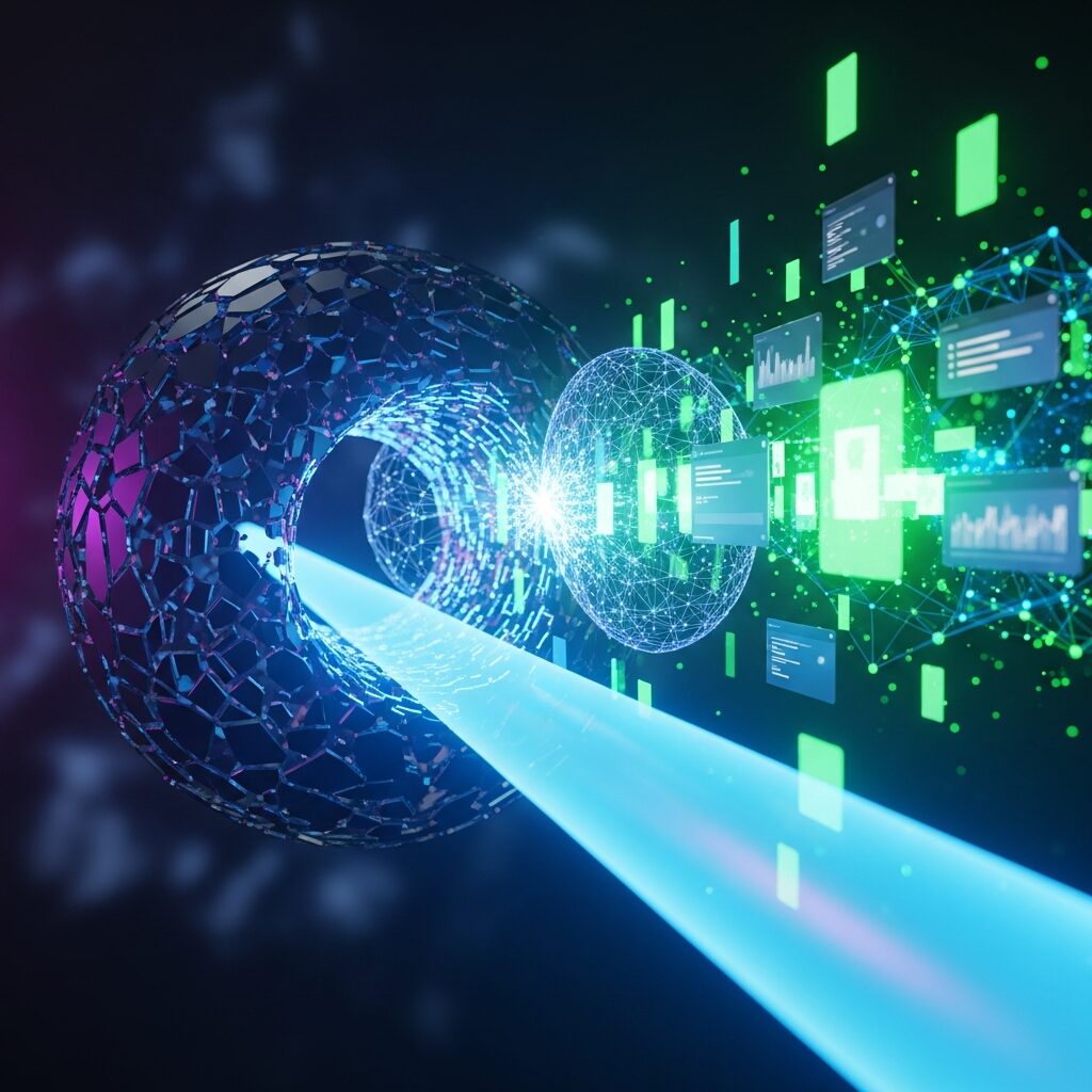 SXO B2Bを実現するデータ高速処理。情報がパイプラインを通り、ダッシュボード上の成果指標へ変換される様子。